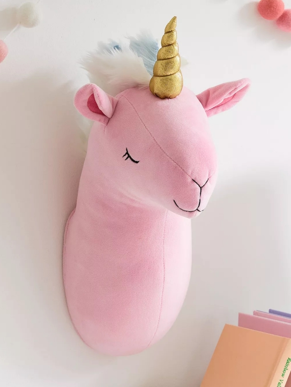 NWT Stuffed Unicorn Head Mount Wall Decor Pink Firm Price